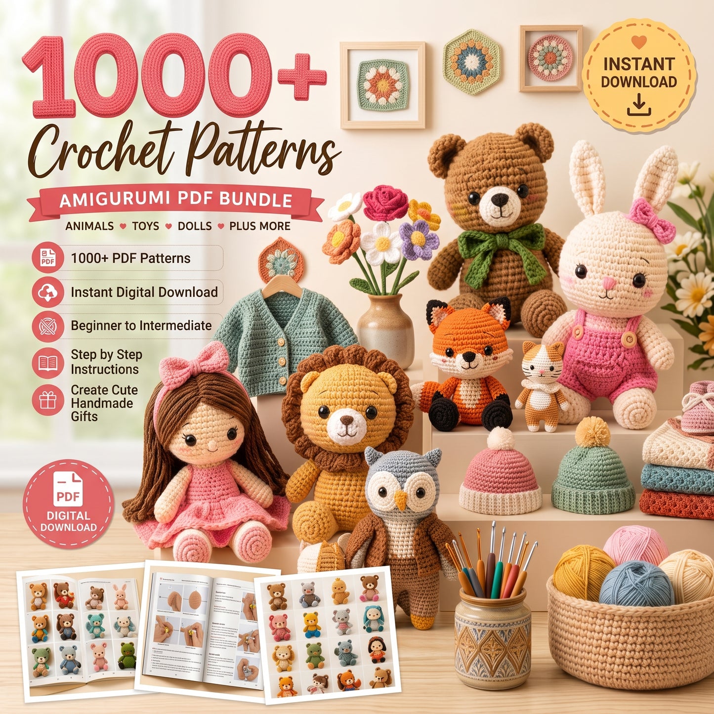 1000+ Amigurumi Crochet Patterns Bundle | PDF Download ✅